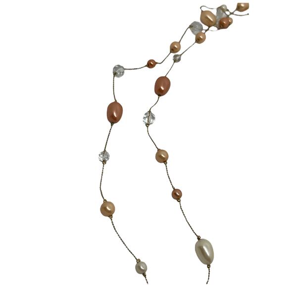 Elegant Peach and Silver Multi-Strand Beaded Necklace - Picture 5 of 13